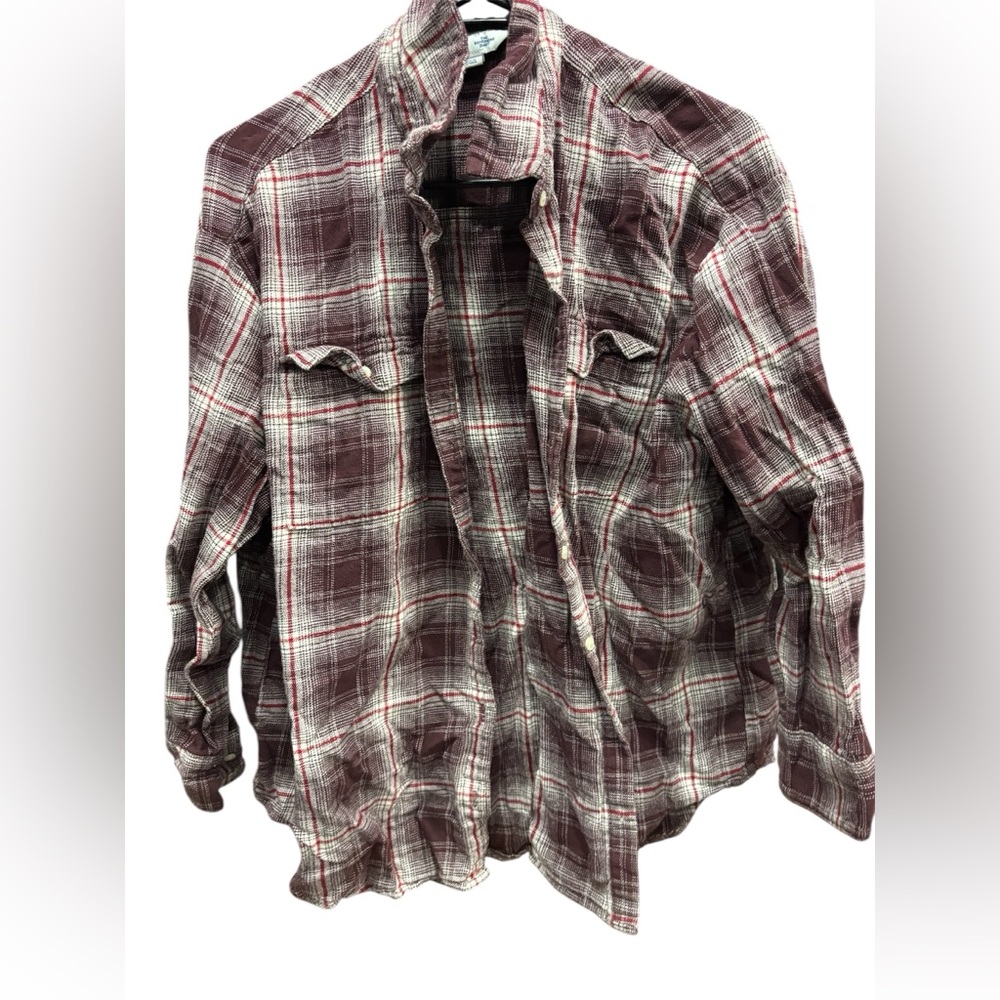 Women’s Burgundy Plaid Button-Up Shirt
